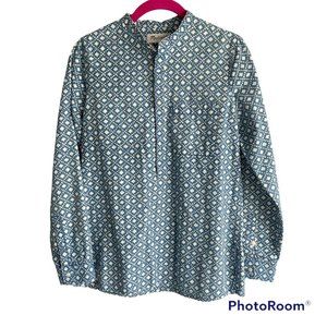 Madewell Ladies Blue Popover‎ Chambray Floralstamp Tunic Top, S